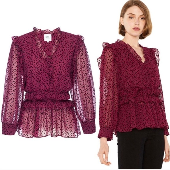 Misa Los Angeles Tops - MISA Los Angeles Daphne Star Blouse Size M Boho Ruffle
Chiffon Peasant Top